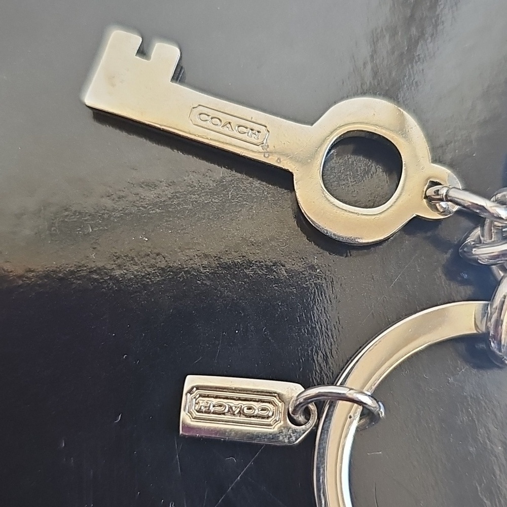 Coach Silver Heart and Key Charm Keychain EUC - Picture 3 of 5